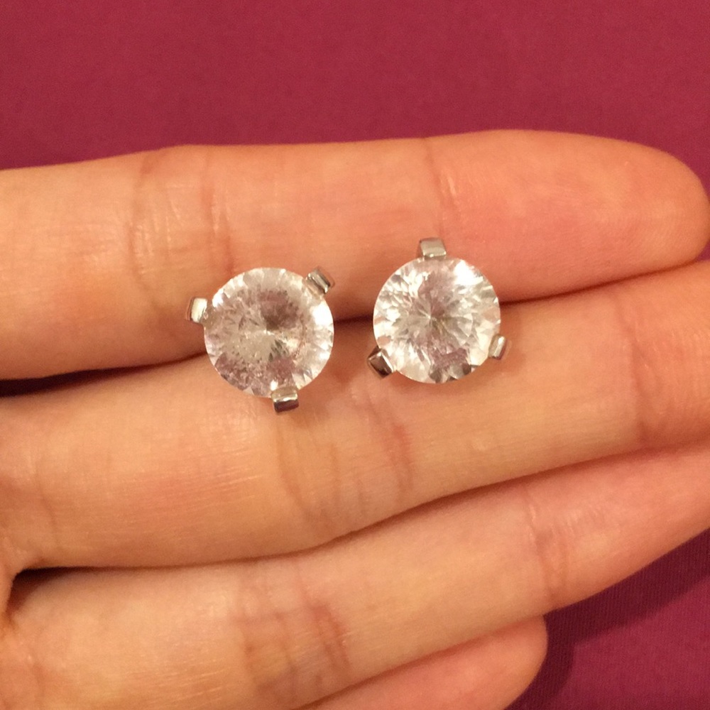 Custom danburite 18k white gold ear stud earring